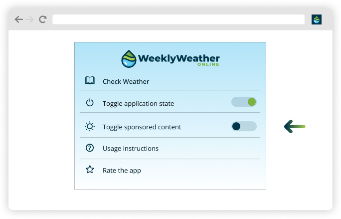WeeklyWeatherOnline - toggle sponsored content